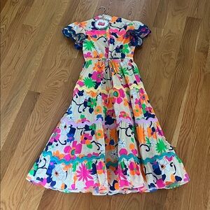 CeliaB Multicolor Floral Dress with Ruffle Sleeves